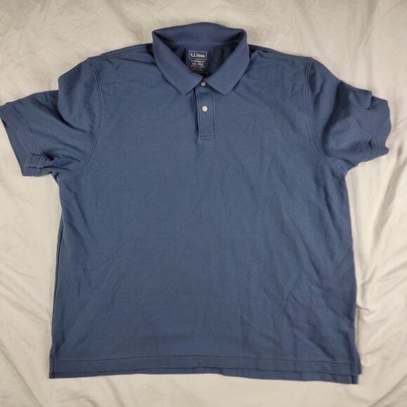 LL Bean Mens XXL Reg Traditional Fit Polo Shirt Dark Blue Short Sleeve Work - Picture 1 of 7